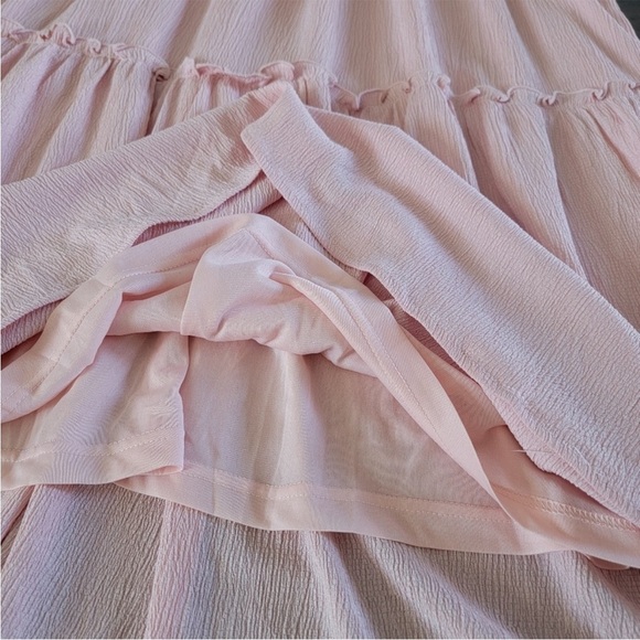 New Baltic Born Jacie Smocked Tiered Midi Dress Large Blush Pink - Picture 10 of 16